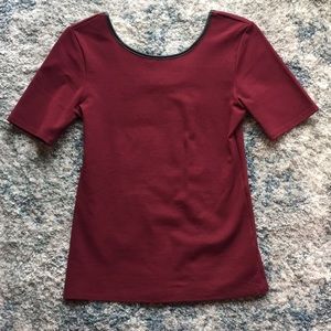 Loveappella Burgundy Scoop Top